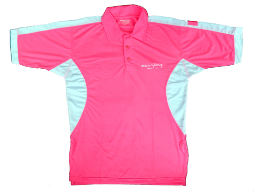 Scarylong Golf Polo Shirt - Nailed - Neon Pink and White Scarylong Golf Polo Shirt - Nailed - Neon Pink and White