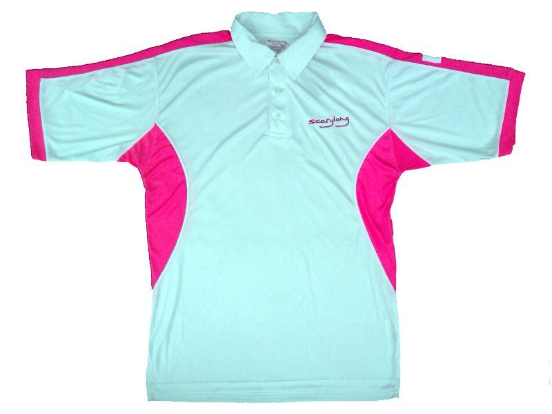 Scarylong Golf Polo Shirt - Nailed - White, Neon Pink Scarylong Golf Polo Shirt - Nailed - White, Neon Pink